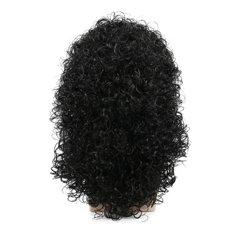 NWT Karlery Men's 70s 80s Long Curly Black Wig Afro Punk Rock Halloween